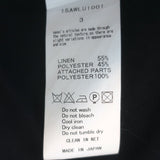 Sacai Luck tiered-back cap-sleeve tee in black linen-blend with subtle heart print, authentic pre-owned, gently worn