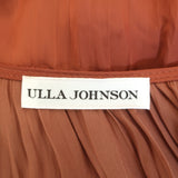 Ulla Johnson Bella Flutter Sleeve Midi Dress Rust Plisse Satin Size 2
