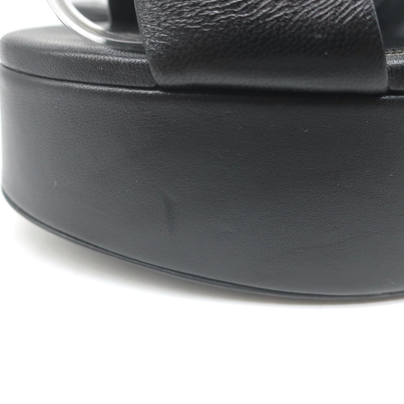 Saint Laurent Bianca Knotted Leather Platform Ankle Strap Sandals Black Size 38