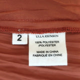 Ulla Johnson Bella Flutter Sleeve Midi Dress Rust Plisse Satin Size 2