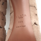 Alaia Laser Cut Booties Nude Suede Size 38.5 Open Toe Ankle Boots