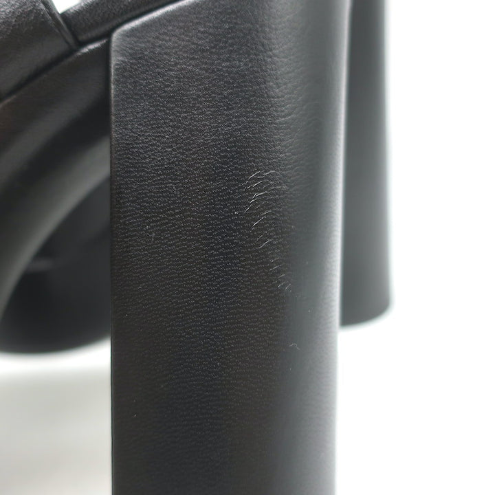 Saint Laurent Bianca Knotted Leather Platform Ankle Strap Sandals Black Size 38