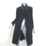 Prada Jeweled-Collar Coat Black Wool Felt Size 40