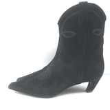 KHAITE Dallas Western Ankle Boots Black Suede Size 41