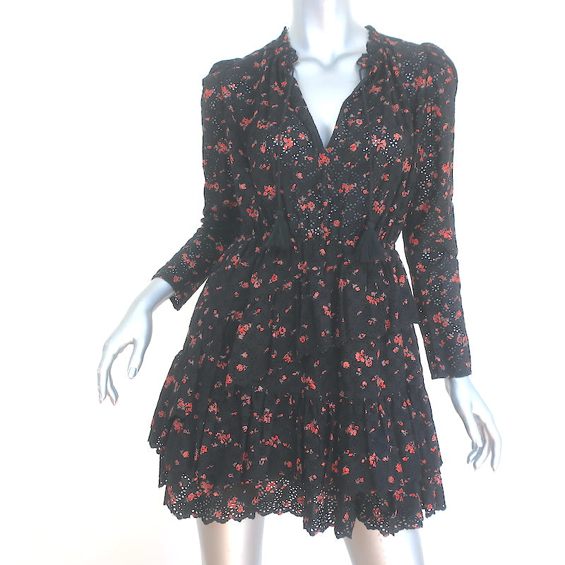 Ulla Johnson Josette Dress Black Eyelet-Embroidered Floral Print Size Celebrity Owned Ulla Johnson Josette Dress Black Eyelet-Embroidered Floral Print Size Celebrity Owned