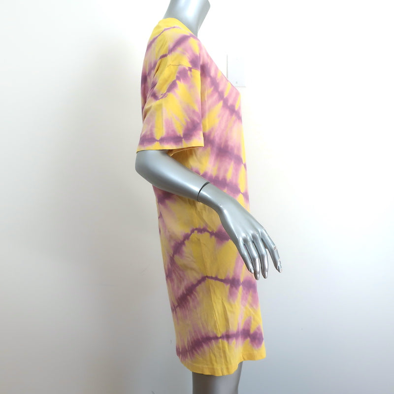 Raquel Allegra T-Shirt Dress Yellow/Purple Tie Dye Size 0 Short Sleeve Mini NEW