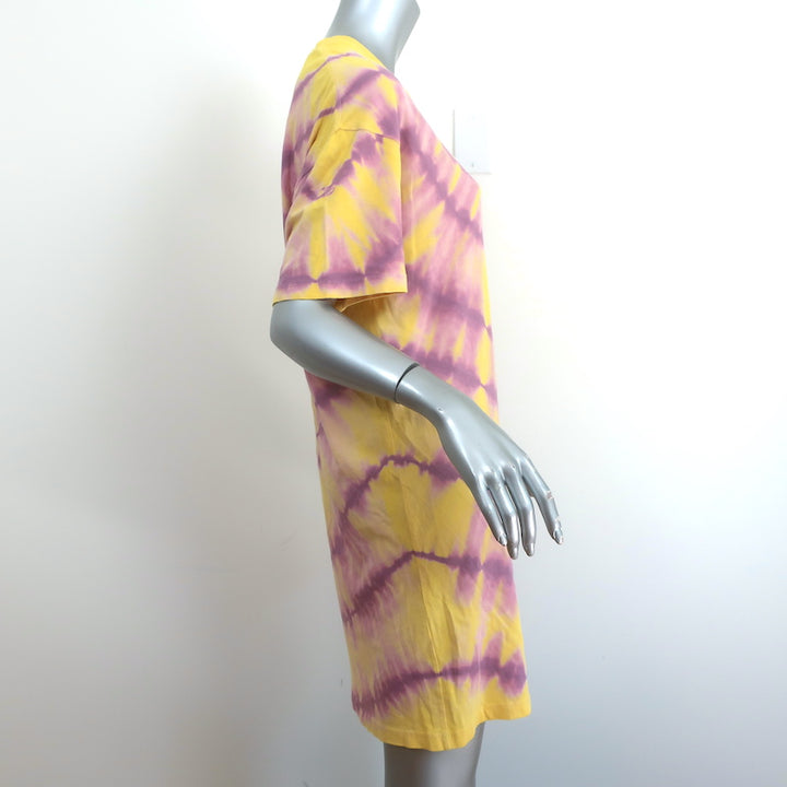 Raquel Allegra T-Shirt Dress Yellow/Purple Tie Dye Size 0 Short Sleeve Mini NEW