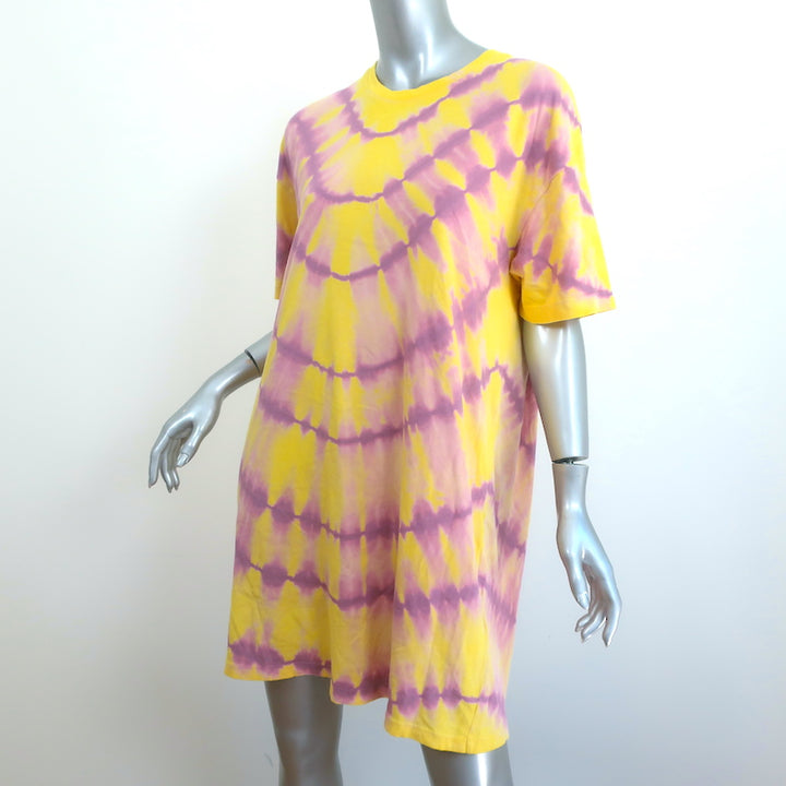 Raquel Allegra T-Shirt Dress Yellow/Purple Tie Dye Size 0 Short Sleeve Mini NEW