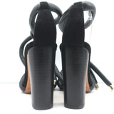 Alexandre Birman Padded Leather Knot Sandals Black Size 38.5 Open Toe Heels