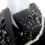 Prada Jeweled-Collar Coat Black Wool Felt Size 40