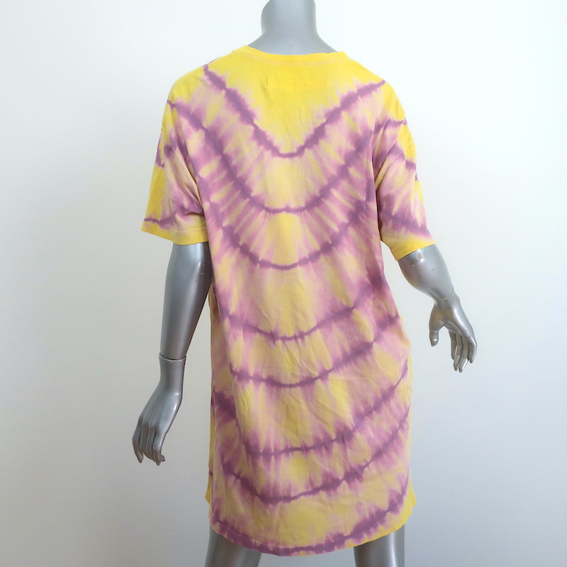 Raquel Allegra T-Shirt Dress Yellow/Purple Tie Dye Size 0 Short Sleeve Mini NEW
