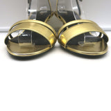 Celine Double-Strap Kitten Heel Sandals Gold Metallic Leather Size 38 NEW