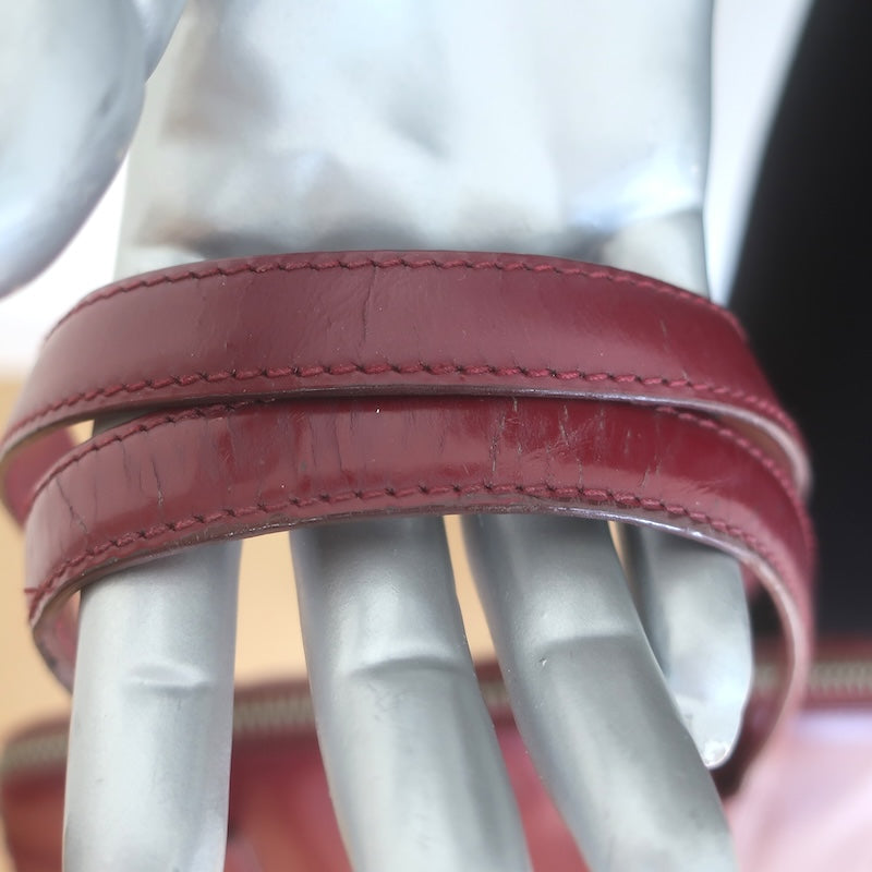 Vintage Prada 1995 Spazzolato Leather Top Handle Bag Burgundy