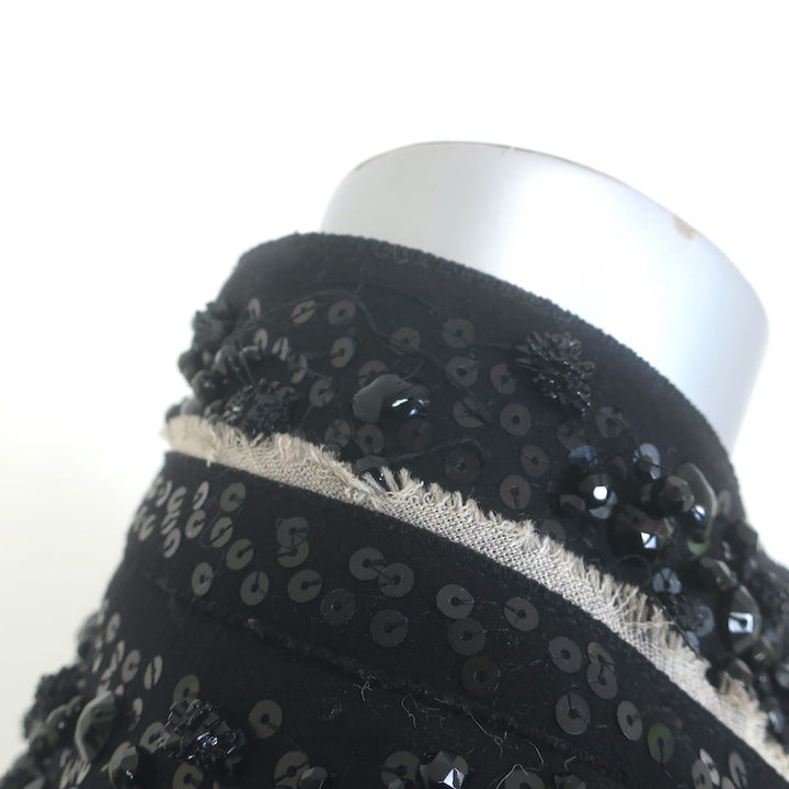 Prada Jeweled-Collar Coat Black Wool Felt Size 40