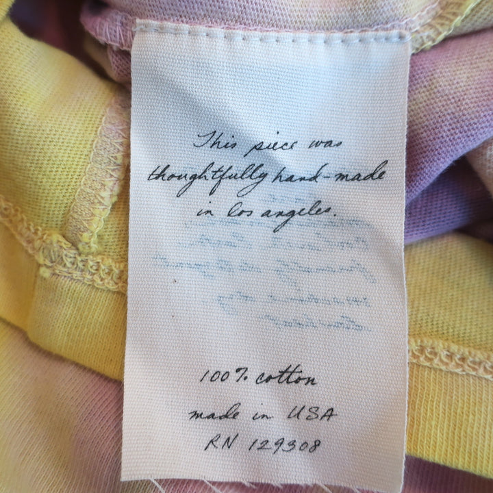 Raquel Allegra T-Shirt Dress Yellow/Purple Tie Dye Size 0 Short Sleeve Mini NEW