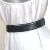 Judith Leiber Carved Feet Buckle Waist Belt Black Leather One Size