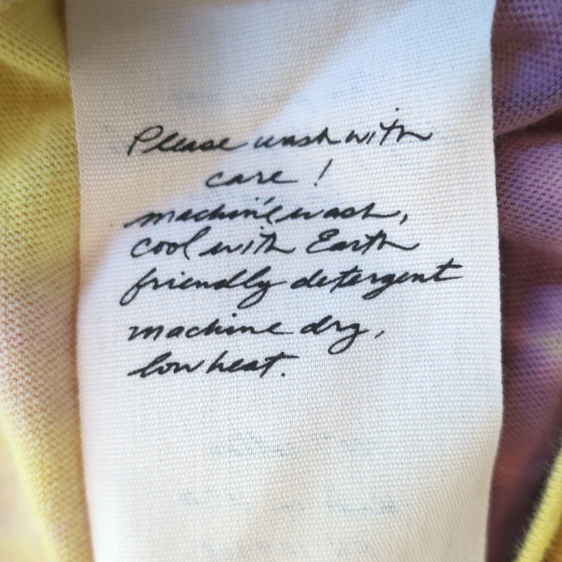 Raquel Allegra T-Shirt Dress Yellow/Purple Tie Dye Size 0 Short Sleeve Mini NEW