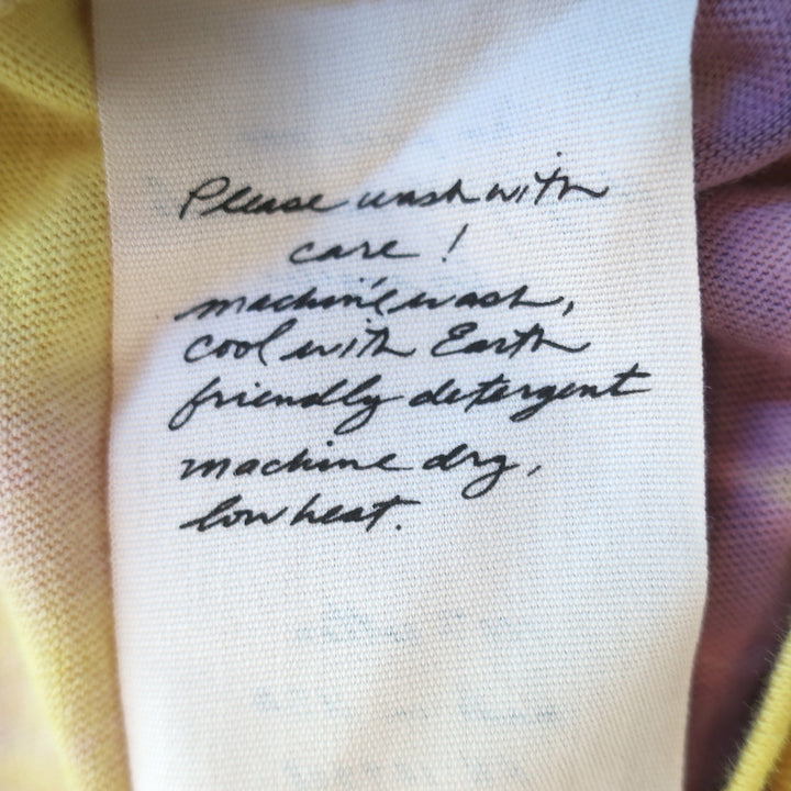 Raquel Allegra T-Shirt Dress Yellow/Purple Tie Dye Size 0 Short Sleeve Mini NEW
