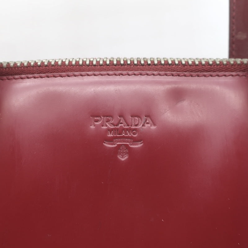 Vintage Prada 1995 Spazzolato Leather Top Handle Bag Burgundy