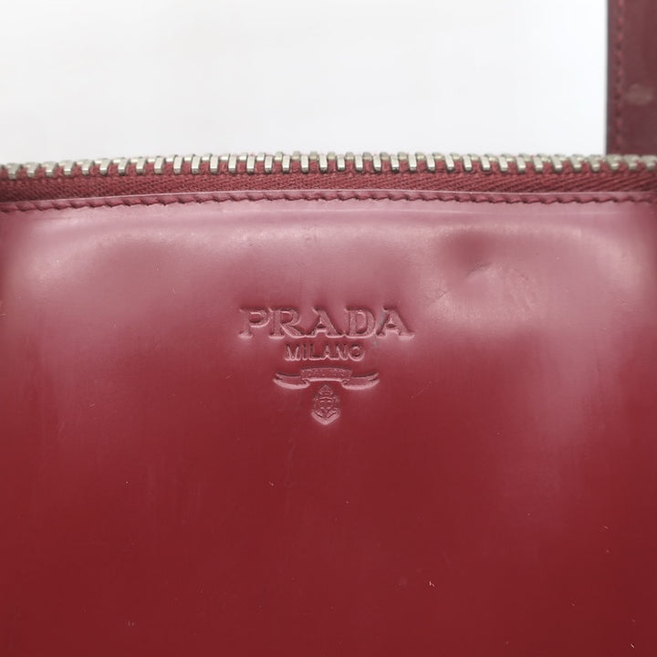 Vintage Prada 1995 Spazzolato Leather Top Handle Bag Burgundy