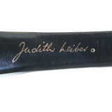 Judith Leiber Carved Feet Buckle Waist Belt Black Leather One Size