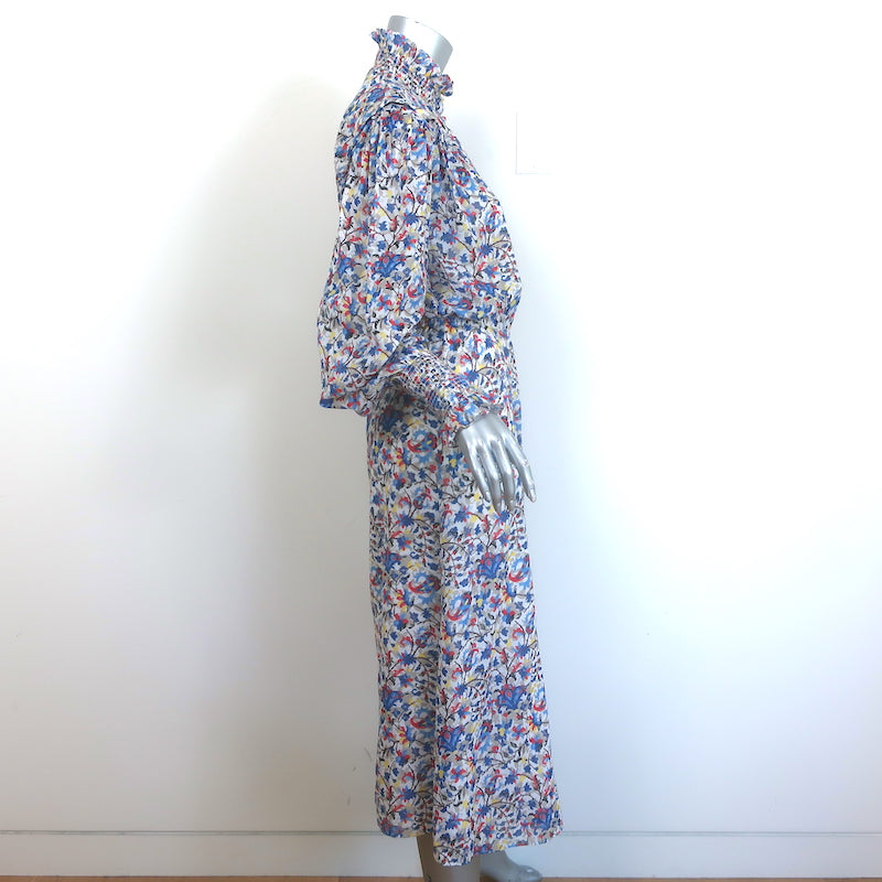 Isabel Marant Etoile Galoa Midi Dress Multicolor Floral Print Cotton Size 36