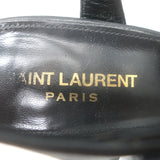 Saint Laurent Bianca Knotted Leather Platform Ankle Strap Sandals Black Size 38