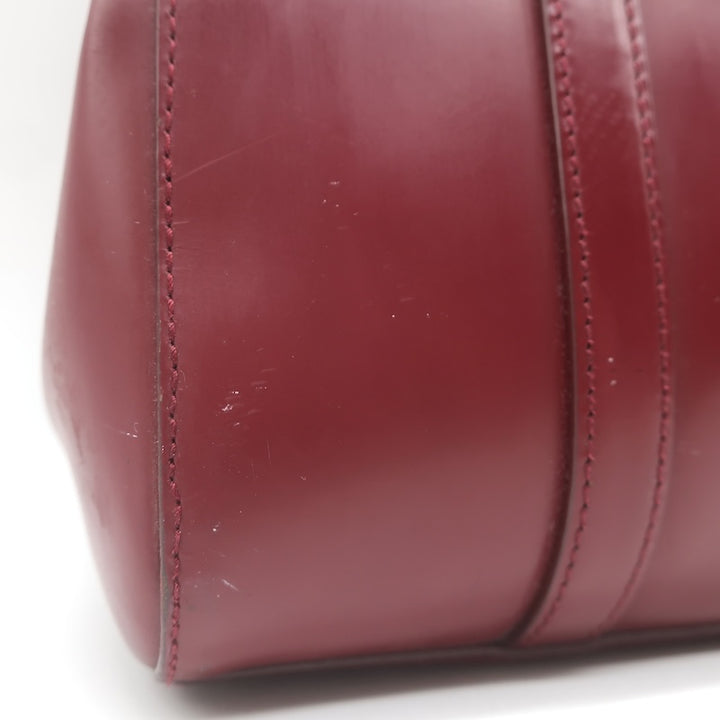 Vintage Prada 1995 Spazzolato Leather Top Handle Bag Burgundy