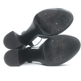 Saint Laurent Bianca Knotted Leather Platform Ankle Strap Sandals Black Size 38