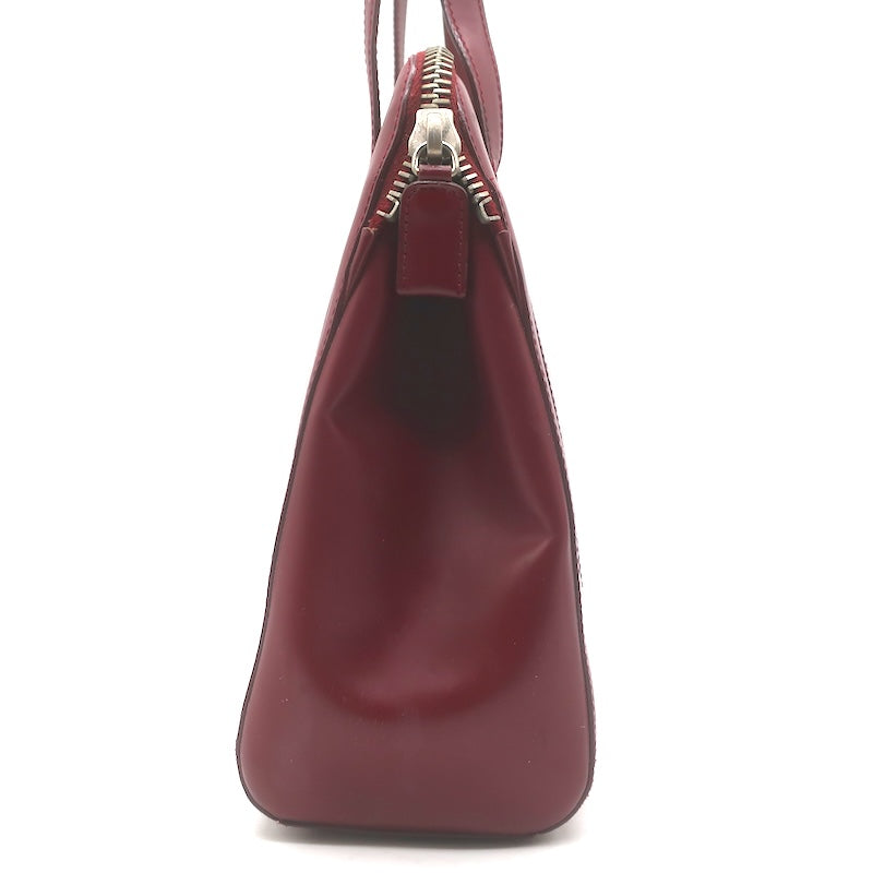Vintage Prada 1995 Spazzolato Leather Top Handle Bag Burgundy