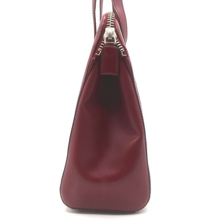 Vintage Prada 1995 Spazzolato Leather Top Handle Bag Burgundy