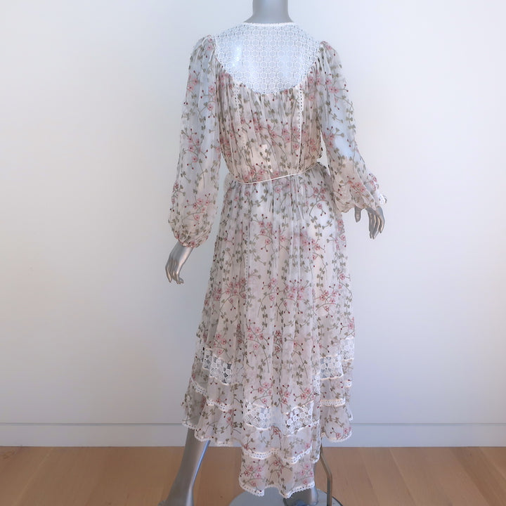 Zimmermann Eden Web Dot Midi Dress White Floral Embroidered Silk Size 0 NEW