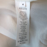 Khaite Alma puff-sleeve gathered blouson top, ivory silk-blend, size 4 — luxury pre-owned blouse with elegant volume