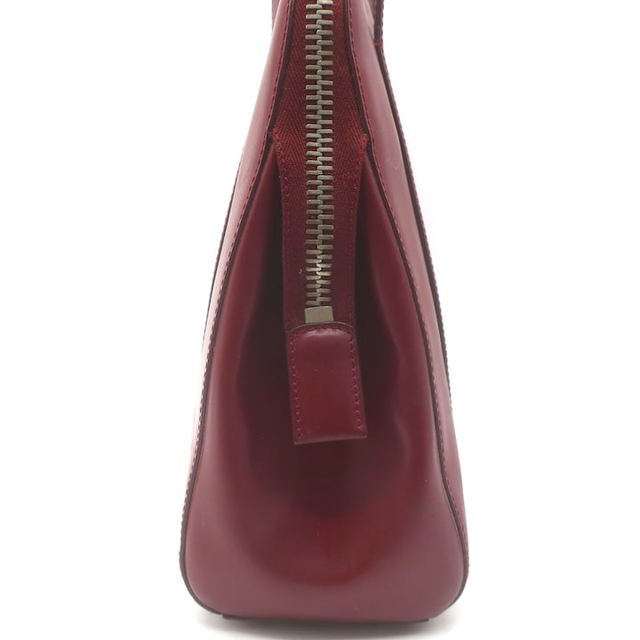 Vintage Prada 1995 Spazzolato Leather Top Handle Bag Burgundy