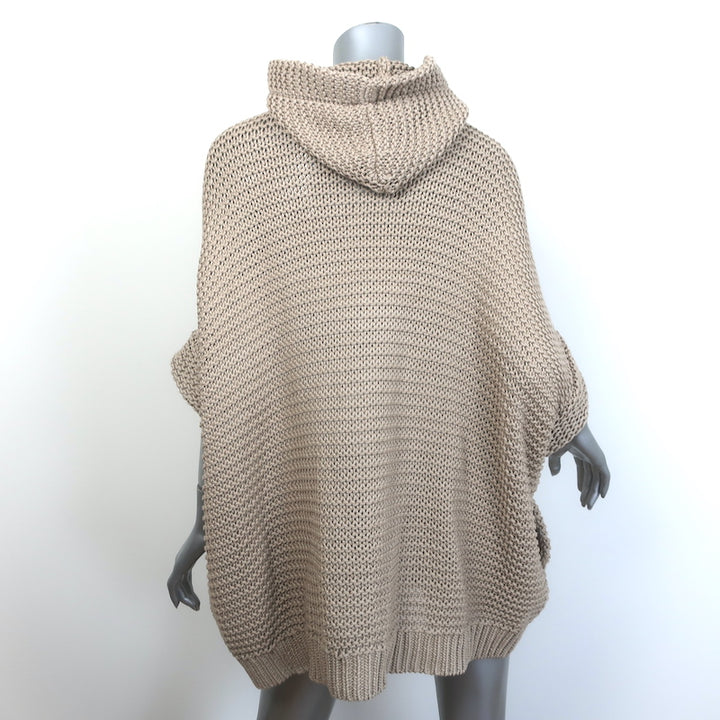 Brunello Cucinelli Chunky Knit Zip-Up Hooded Cardigan Beige Cotton Size Large