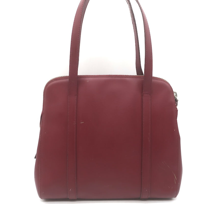 Vintage Prada 1995 Spazzolato Leather Top Handle Bag Burgundy