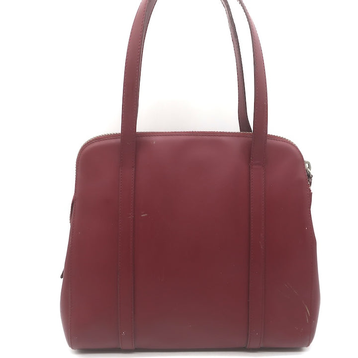 Vintage Prada 1995 Spazzolato Leather Top Handle Bag Burgundy