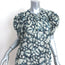 Ulla Johnson Top Nova Indigo Lurex Floral Print Silk Size 2 Puff Sleeve Blouse
