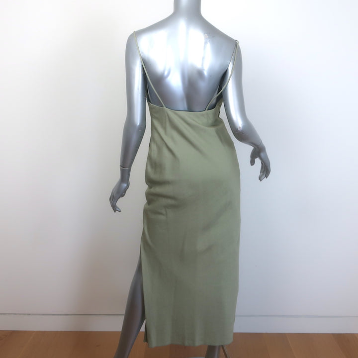 Jacquemus La Robe Adour Draped Midi Dress Sage Twill Size 38
