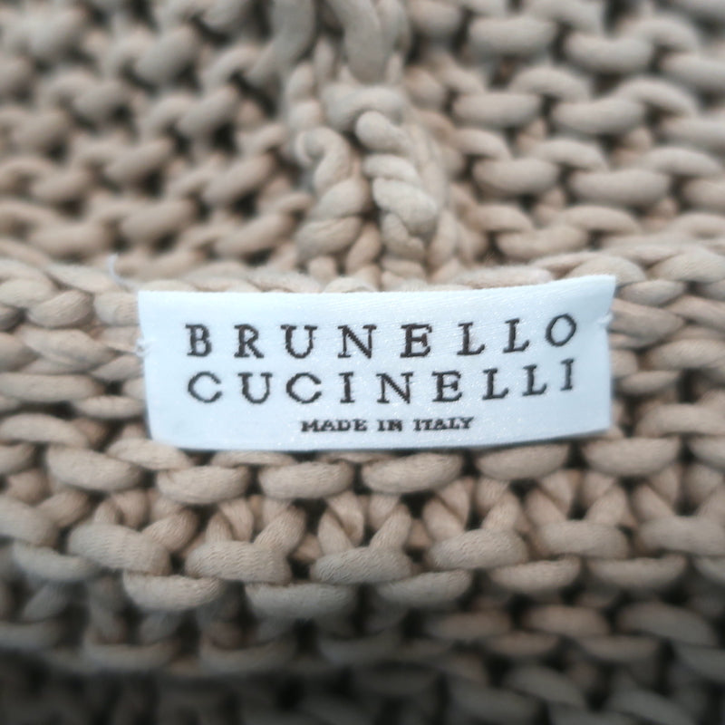Brunello Cucinelli Chunky Knit Zip-Up Hooded Cardigan Beige Cotton Size Large