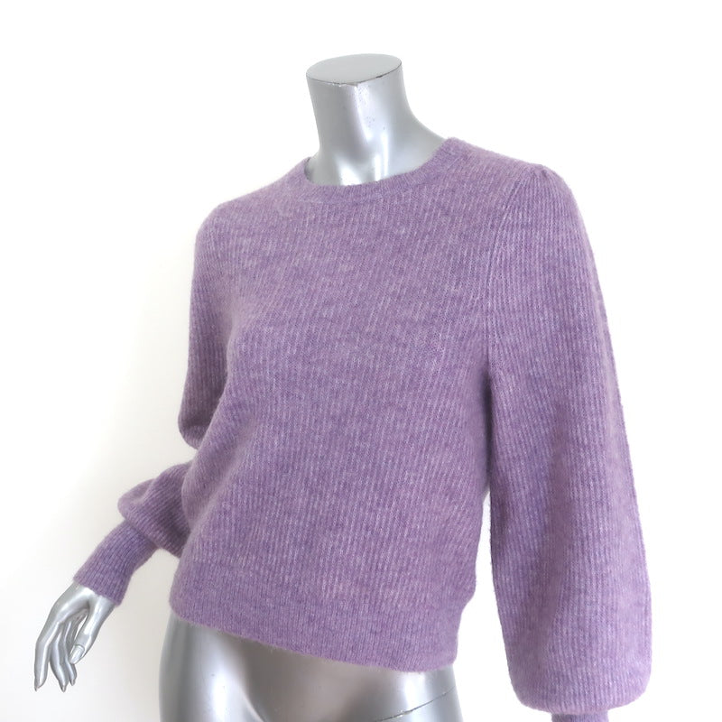 Maje Puff Sleeve Ribbed Knit Sweater Violet Mohair-Blend Size 1