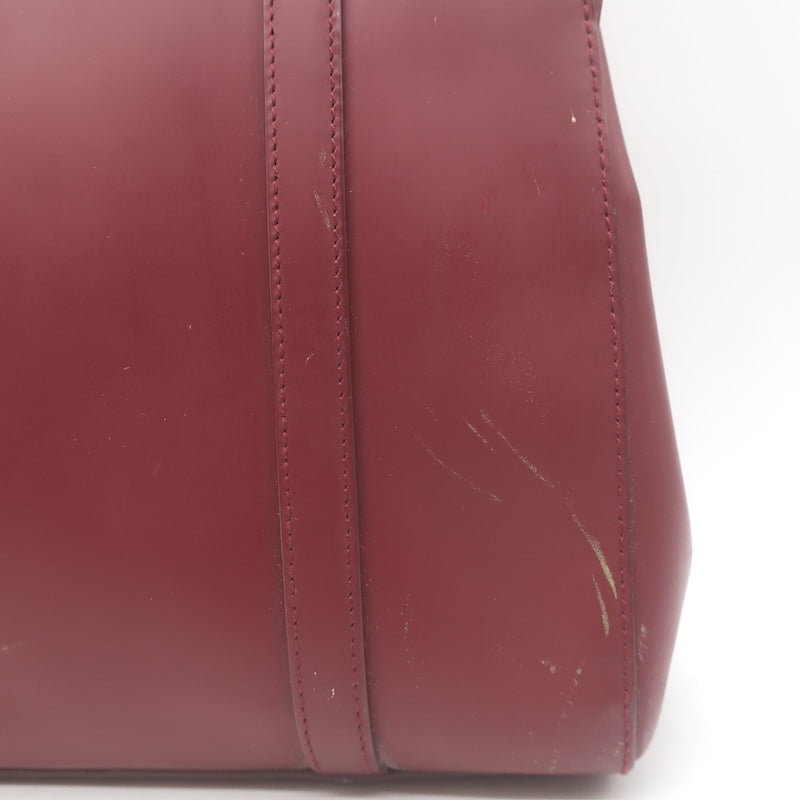 Vintage Prada 1995 Spazzolato Leather Top Handle Bag Burgundy