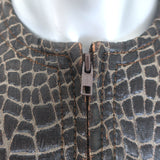 Vintage Galanos Croc-Embossed Belted Coat Dark Brown Jacquard Size Medium