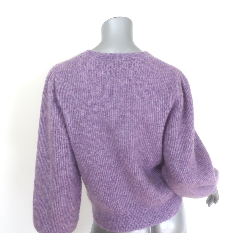 Maje Puff Sleeve Ribbed Knit Sweater Violet Mohair-Blend Size 1