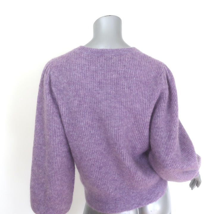 Maje Puff Sleeve Ribbed Knit Sweater Violet Mohair-Blend Size 1