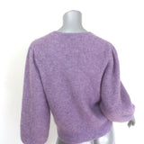 Maje Puff Sleeve Ribbed Knit Sweater Violet Mohair-Blend Size 1