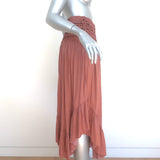 Ulla Johnson Edie Ruffled Midi Skirt Pink Plisse Satin Size 2 NEW