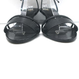 Celine Double-Strap Kitten Heel Sandals Black Grained Patent Leather Size 38 NEW