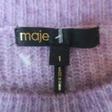 Maje Puff Sleeve Ribbed Knit Sweater Violet Mohair-Blend Size 1