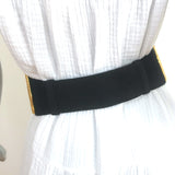 Judith Leiber Carved Embellishment Hinged Wide Belt Black Suede One Size